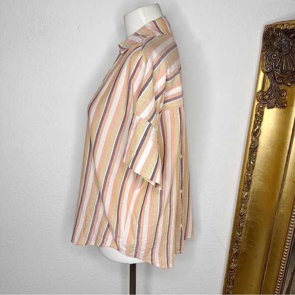 Madewell Courier Cotton Button-Back Popover Shirt in Rainbow Stripe Size XS $75 - Picture 5 of 10